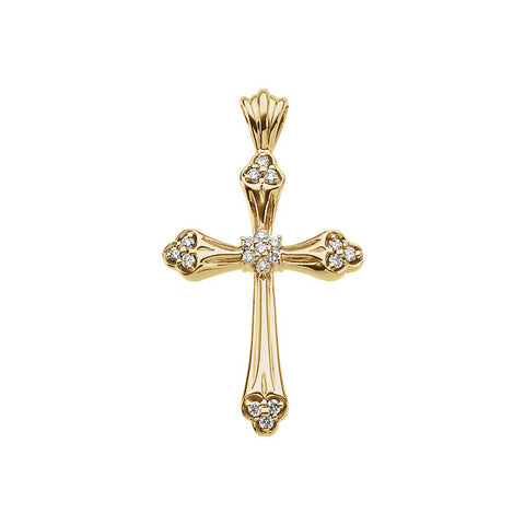 14k Yellow Gold 1/4 CTW Diamond Cross Pendant