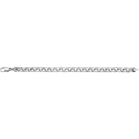 14k White Gold 7mm Solid Charm 7" Bracelet