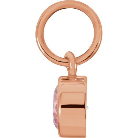 14k Rose Gold Imitation Pink Tourmaline Birthstone Charm