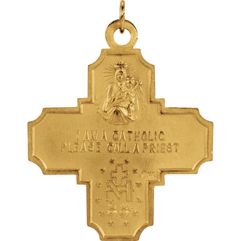 14k Yellow Gold 30x29mm Four-Way Cross Medal