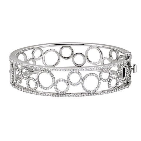 14k White Gold 6 7/8 CTW Diamond Bangle Bracelet