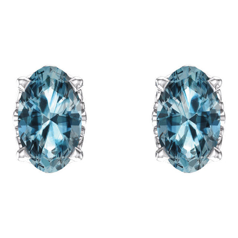 14k White Gold Sky Blue Topaz Earrings