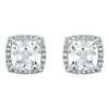 14k White Gold Created White Sapphire & 1/8 CTW Diamond Earrings