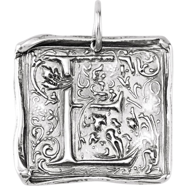Sterling Silver Initial "E" Vintage-Style Pendant