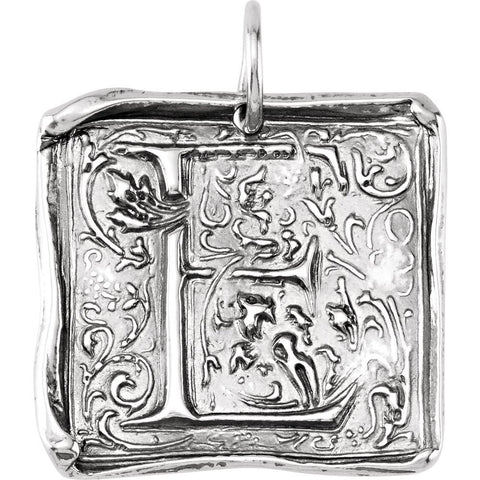Sterling Silver Initial "E" Vintage-Style Pendant