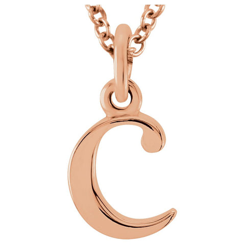 14k Rose Gold "c" Lowercase Initial 16" Necklace