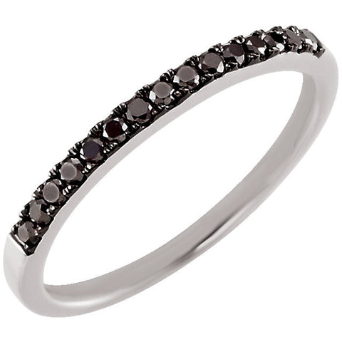 14k White Gold 1/5 CTW Black Diamond Band, Size 7