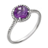 Sterling Silver Amethyst & 0.01 ctw. Diamond Ring, Size 7