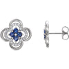 14k White Gold Genuine Blue Sapphire & 1/5 ctw. Diamond Clover Earrings