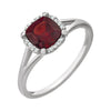 14k White Gold Mozambique Garnet & 0.05 ctw. Diamond Ring, Size 7