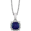 14k White Gold Created Blue Sapphire & 0.05 ctw. Diamond 18-inch Necklace