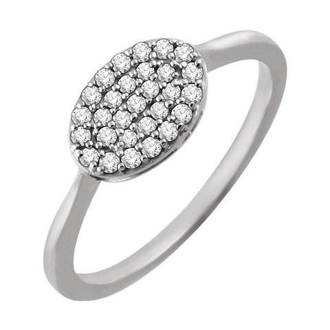 14k White Gold 1/5 CTW Diamond Oval Cluster Ring, Size 7