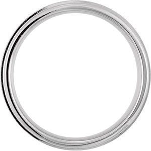 14k White Gold 6mm Comfort-Fit Milgrain Band with Florentine Finish Size 9