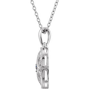 Sterling Silver Sapphire 18" Necklace