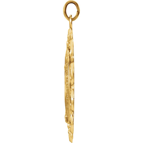14k Yellow Gold 32x23mm Oval Filigree Miraculous Medal