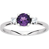 14k White Gold Amethyst & Diamond Accented Ring, Size 7