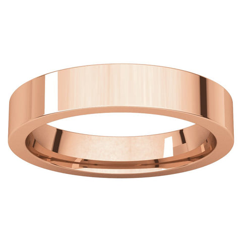 14k Rose Gold 4mm Flat Comfort Fit Wedding Band, Size 10.5