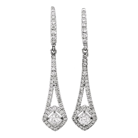 14k White Gold 3/4 CTW Diamond Chandelier Earrings