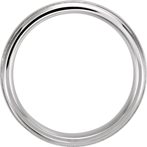 14k White Gold 5mm Half Round Comfort Fit Milgrain Band Size 9