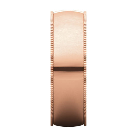 14k Rose Gold 6mm Light Milgrain Band, Size 7