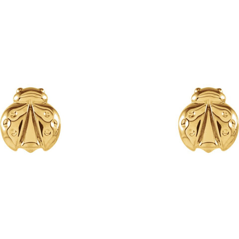 14k Yellow Gold Ladybug Earrings