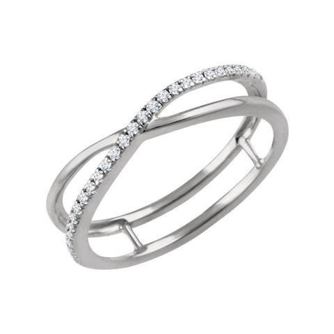 14k White Gold 1/10 CTW Diamond Criss-Cross Ring, Size 7