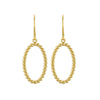 14k Yellow Gold Oval Beaded Design Earrings