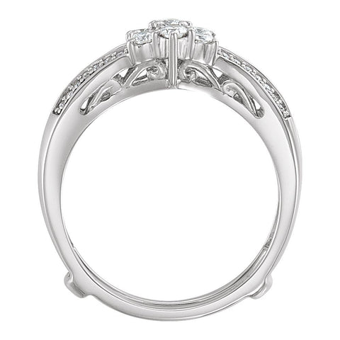 14k White Gold 1/3 CTW Diamond Ring Guard , Size 7