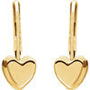 14k Yellow Gold Heart Lever Back Youth Earrings