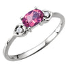 Genuine Pink Tourmaline & Diamond Ring in 14K White Gold (Size 6)