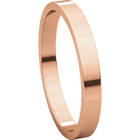 14k Rose Gold 2.5mm Flat Band, Size 8