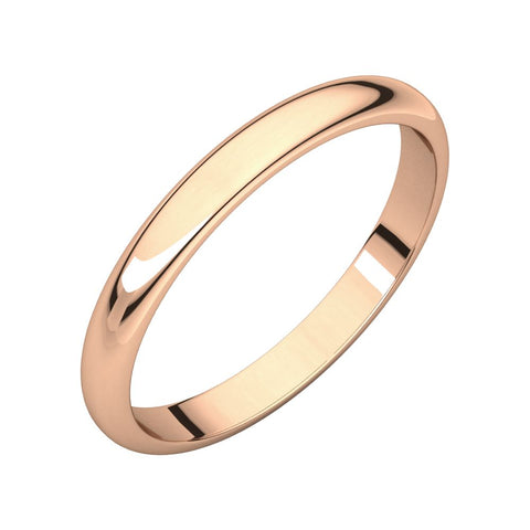 14k Rose Gold 2.5mm Half Round Band, Size 7