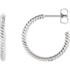 14k White Gold 17mm Rope Design Hoop Earrings