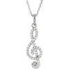 14K White Gold 1/4 CTW Petite Treble Clef Diamond 16-Inch Necklace