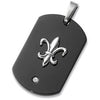Stainless Steel Fleur-De-Lis Dog Tag Pendant With Diamond & Immerse Plating