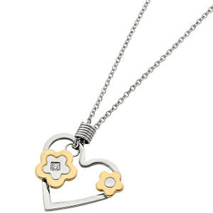 Stainless Steel Heart Pendant with CZ & Immerse Plating