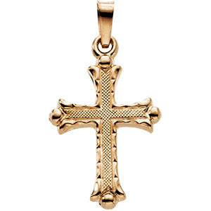 14k Yellow Gold 20x14.5mm Hollow Cross Pendant