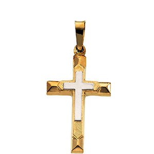 14k Yellow Gold 20.5x14mm Hollow Cross Pendant