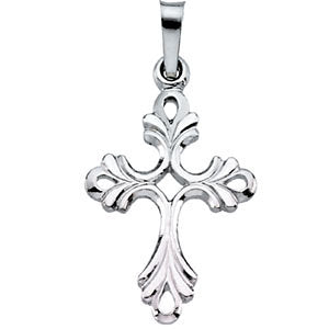 14k White Gold 19.5x15mm Design Cross Pendant