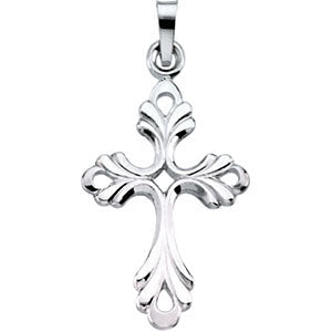 14k White Gold 24.5x17mm Design Cross Pendant