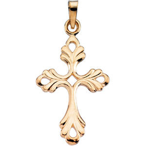 14k Yellow Gold 24.5x17mm Design Cross Pendant