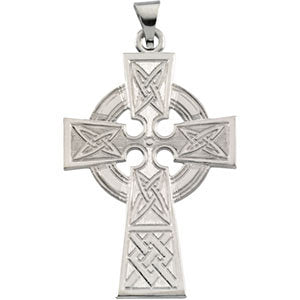 14k White Gold Celtic Cross with Packaging