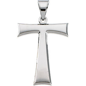 14k White Gold Tau Cross Pendant with Packaging