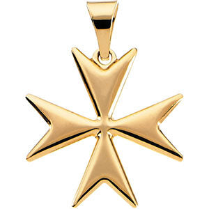 14k Yellow Gold Maltese Cross Pendant with Packaging