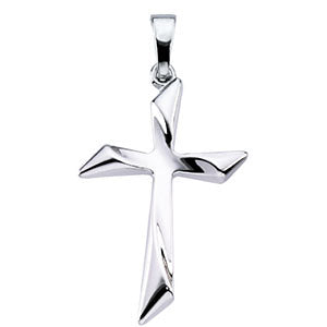 14k White Gold 25.5x18mm Cross Pendant