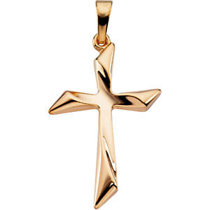 14k Yellow Gold 25.5x18mm Cross Pendant