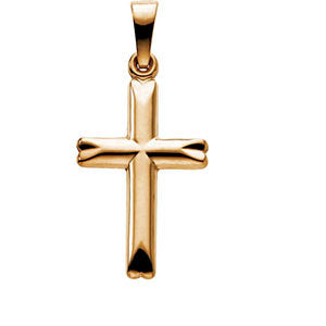 14k Yellow Gold 19x12.5mm Hollow Cross Pendant