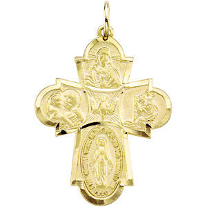 14k Yellow Gold 29x23.5mm Four-Way Cross Medal