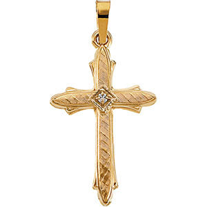 14k Yellow Gold 22.5x15.5mm Diamond Cross Pendant