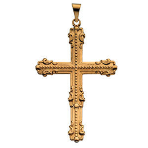 14k Yellow Gold 44x31.5mm Cross Pendant